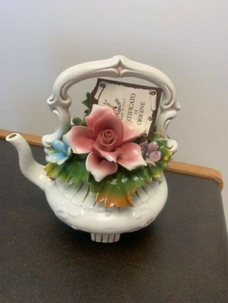 Vintage Capodimonte Flowered Teapot,  Hand Crafted In Italy