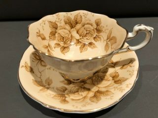 Vintage Paragon Bone China Sepia Rose Tea Cup & Saucer