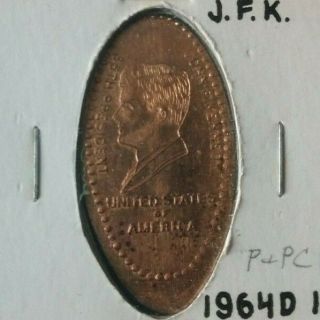 John F Kennedy 35th President Jfk Elongated 1964 Copper Penny P&pc 15a