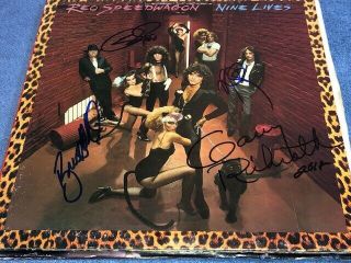 Reo Speedwagon Band Signed Autographed 9 Lives Record Album Lp Kevin Cronin,