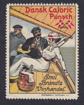 Denmark Poster Stamp Emil Brandts Wine Shop / Sailship