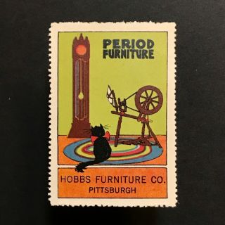 Poster Stamp Usa 1915 Hobbs Furniture Pittsburgh Black Cat