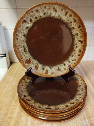 Set Of 6 Carefree Ironstone 10 " Dinner Plates In Brown Drip By Canonsburg