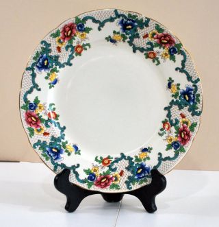 Two Colorful Royal Cauldon Victoria 10.  5 " Dinner Plate Lovely Pattern