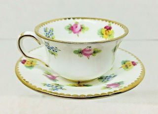 Vintage Minton England Mini Cup Saucer Pansy Rose Forget Me Not