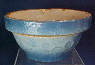 Vintage Blue White Stoneware Bowl Wedding Ring Pattern 5 1/4 " Diameter