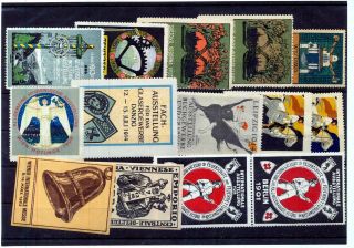Germany Danzig Leipzig Berlin Early Poster Labels Mnh Mh X 14 (nt 3063s