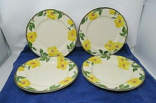 Set Of 4 Vintage Franciscan Dinnerware 10 1/2 " Dinner Plates In Meadow Rose Patt