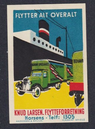 Denmark Poster Stamp A&b Knud Larsen Moving Freighter Truck Horsens