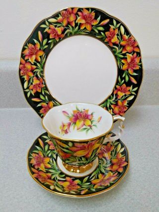 Royal Albert Provincial Flowers Prarie Lily Cup Saucer And Salad Plate Trio