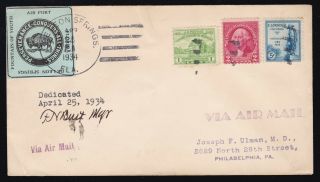 Us 1934 De Leon Springs Fl.  Airport Dedication Mail Label On Cover