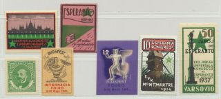 Esperanto Group Of 7 Labels Congresses 1914 - 1947 Mnh/mlh Cinderellas