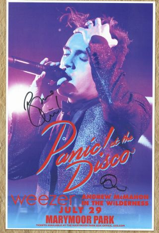 Panic At The Disco Autographed Gig Poster Brendon Urie,  High Hopes,  Victorious