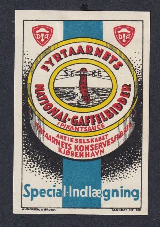Denmark Poster Stamp A&b National Canned Fish / Lighthouse
