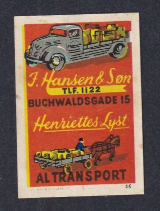 Denmark Poster Stamp Hagen & Sievertsen Hansen Horse & Truck Transport