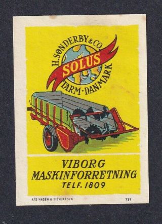 Denmark Poster Stamp Hagen & Sievertsen Solus Tractor Equipments Viborg