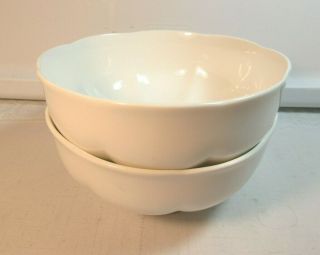 Block Windsor Bone 2 Coupe Footed Cereal Bowls White 5 1/2 " Thailand