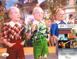 Jerry Maren Munchkin Wizard Of Oz Actor Hand Signed Autograph 8.  5x11 Photo Jsa
