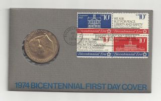 1974 Bicentennial First Day Cover With John Adams Medal