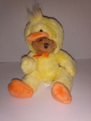 Russ Berrie Webster Easter Teddy Bear Plush Wearing Duck Costume 7 " Tall
