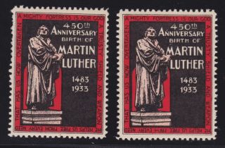 Us 2 1933 450th Anniversary Of The Birth Of Martin Luther Cinderella Stamps