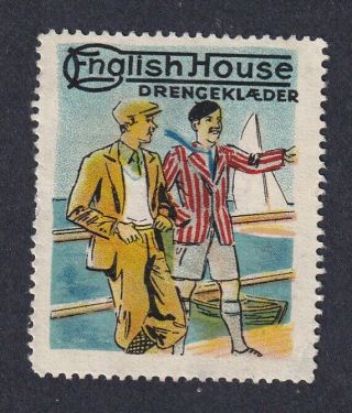 Denmark Scarce Poster Stamp English House Boy Clothes / Sailship