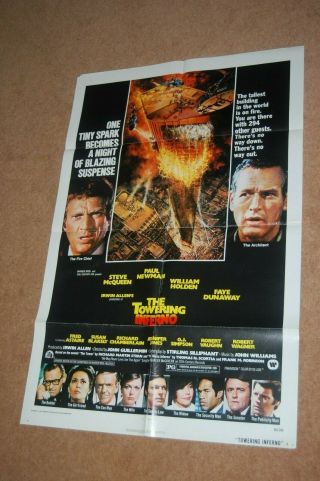 Newman & Mcqueen In The Towering Inferno (1974) - Orig Us 1 - Sheet Poster Ex Cond