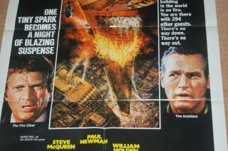 NEWMAN & McQUEEN in THE TOWERING INFERNO (1974) - ORIG US 1 - SHEET POSTER EX COND 3