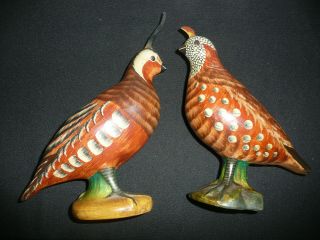 Pr.  Mottahedeh Pottery Desert Quail Figurines Hand Painted Italy No.  5.  6202