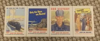 Sheet Of 4 Wwii Cinderella Poster Stamps Union Pacific Keep Em Rolling