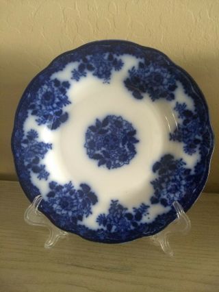 Flow Blue Antique Plate Waldorf Semi - Porcelain Wharf Pottery 9 " England 1880