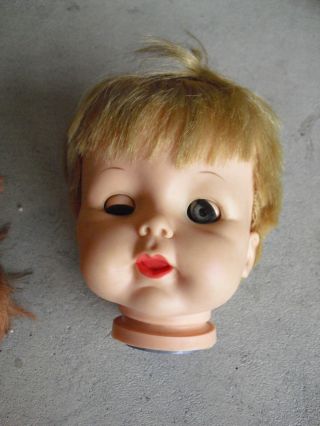 Vintage 1960s Vinyl Effanbee Blonde Hair Girl Doll Head