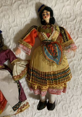 2 - Greek Dolls Colorful National Costume Folk Art Dancer 11” Tall 2