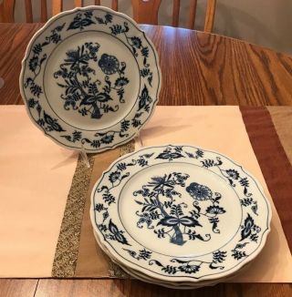 Blue Danube Set Of 4 9” Luncheon Or Salad Plates W/ Scalloped Edges Exc Cond