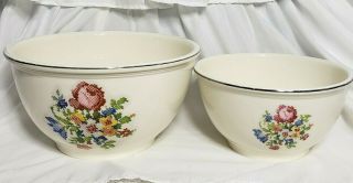 Vintage Homer Laughlin Kitchen Kraft Floral Pattern Set Of 2 Nesting Mixing Bowl