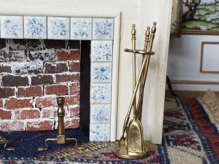 Dollhouse Miniature Artisan Brass Fireplace Tools 1:12