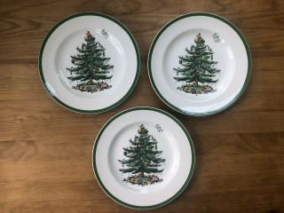 Set Of 3 Vintage Spode Christmas Tree 10 - 1/2 - Inch Dinner Plates Made In England