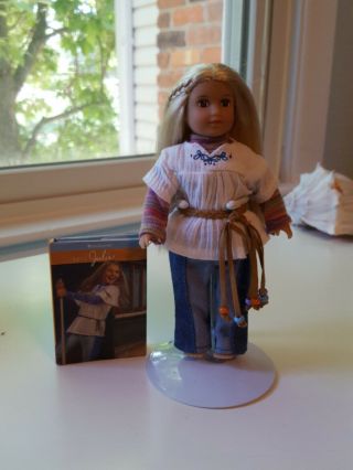 Mini American Girl Doll 6 " Julie With Book And Stand