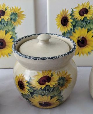 9 SET Home & Garden Party Stoneware Sunflower Farmhouse Decor Spoon Rest Mug Pot 2