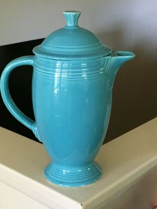 Vintage Hlc Fiesta Blue Coffee Pot With Lid - Homer Laughlin