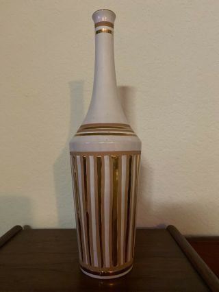Bitossi For Goodfriend White And Gold Vase 1950s