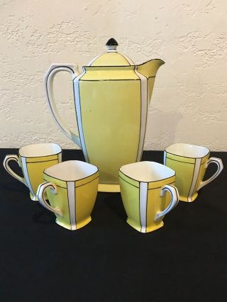 Noritake Vintage Hand Painted Tea Chocolate Pot And Four Cups