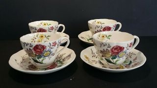 Set Of 4 Copeland Spode Gainsborough Great Britain Cup And Saucers 6oz