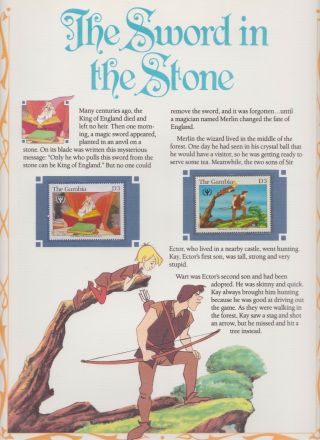 Us Vintage Classic Disney Movie Collectors Stamp Panels Sword In The Stone