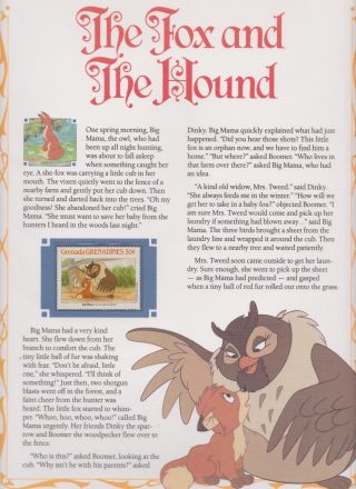 Us Vintage Classic Disney Movie Collectors Stamp Panels The Fox And The Hound