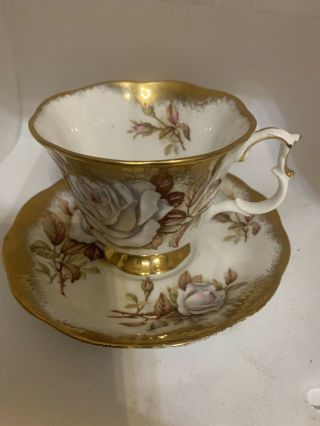 Royal Albert Gold Chest Series White Tea Cup& Saucer Heavy Gold Set