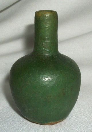 Vintage Miniature Matte Green Pottery Vase Signed