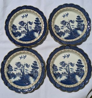Set Of 4 Booths Real Old Willow A 8025 10.  2”/26.  5cm Big Plate Made In England
