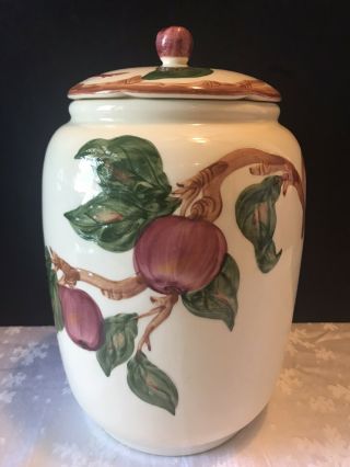 Vintage Franciscan Ware Hand Decorated Apple Cookie Jar Canister California Usa