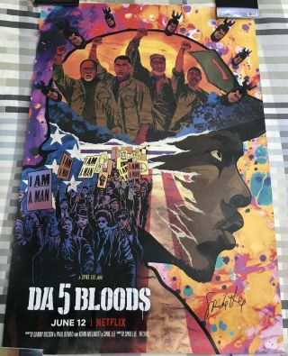 Da 5 Bloods Us One Sheet Poster Hand Signed By Spike Lee Limited Edition 27 X 40
